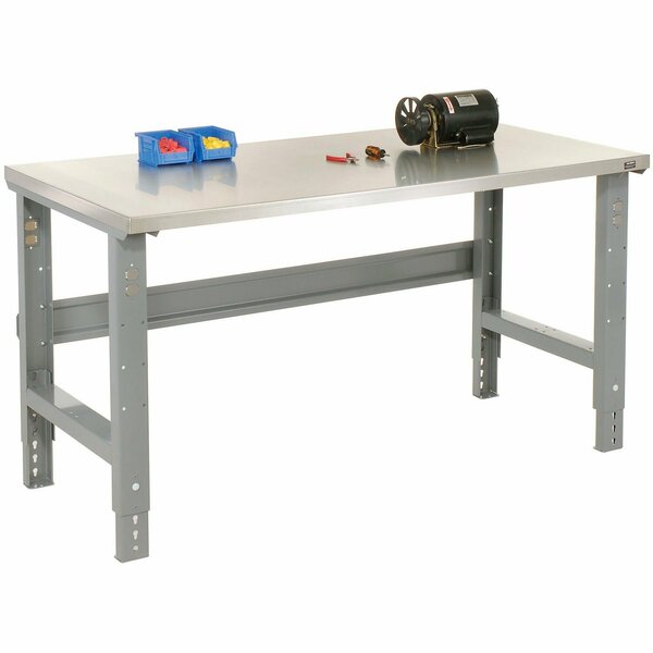 Global Industrial 60x30 Adj. Height Workbench C-Channel Leg, Stainless Steel Square Edge Gray 239125